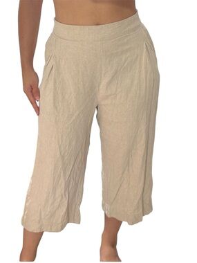 Madewell Pull-On Straight Crop Linen Blend Pants Natural Undyed Size 2